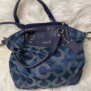 Coach Dark Blue Patterned Tote